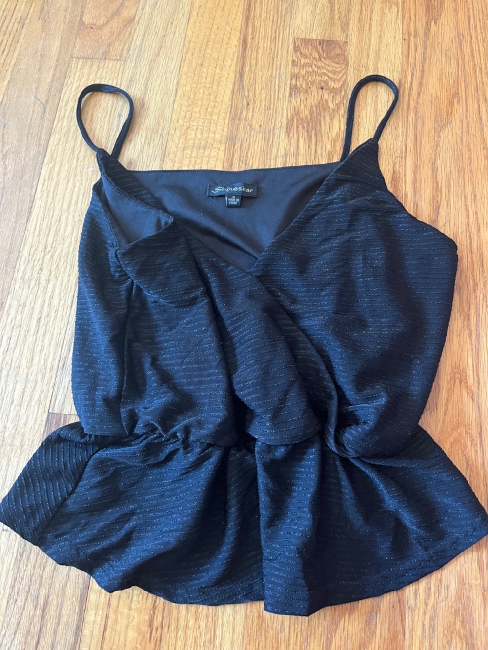 silence + noise Black Sparkle Peplum Camisole top S